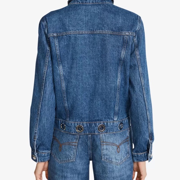 Claudie Pierlot designer denim jacket with metal eyelets FR38 US S french - Picture 3 of 5